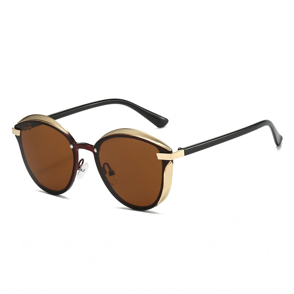 Gold Frame Brown Calloway Irregular Frame Shades 1