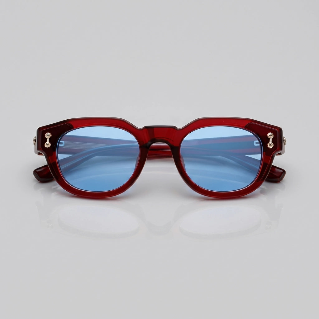 C5 Transparent Wine / Blue Verity Round Frame Shades 3