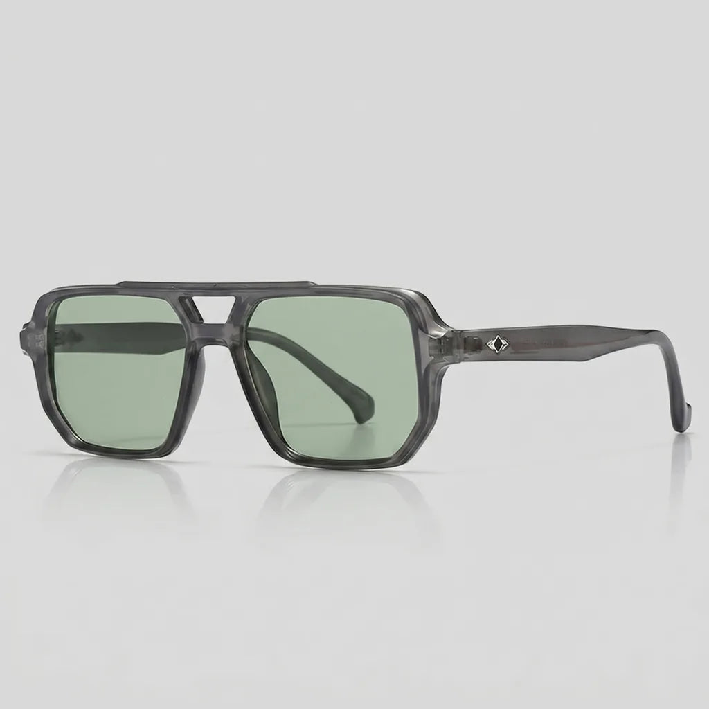 Men's Cray Frame / Green Lenses June 10 Whitman Square Frame Shades