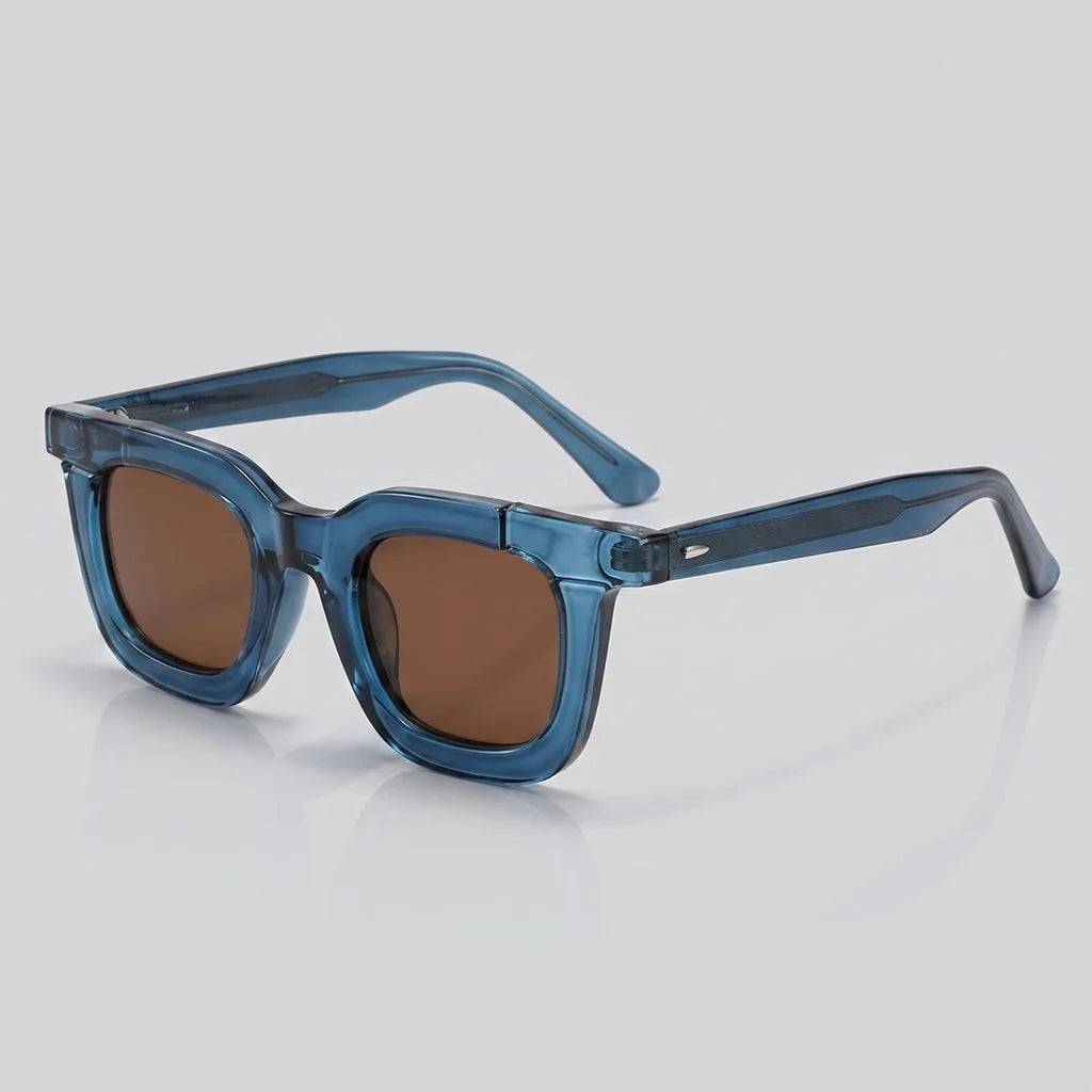 Men's C4 Blue Frame with Brown Lenses June 13 Pettigrew Polarized Square Shades