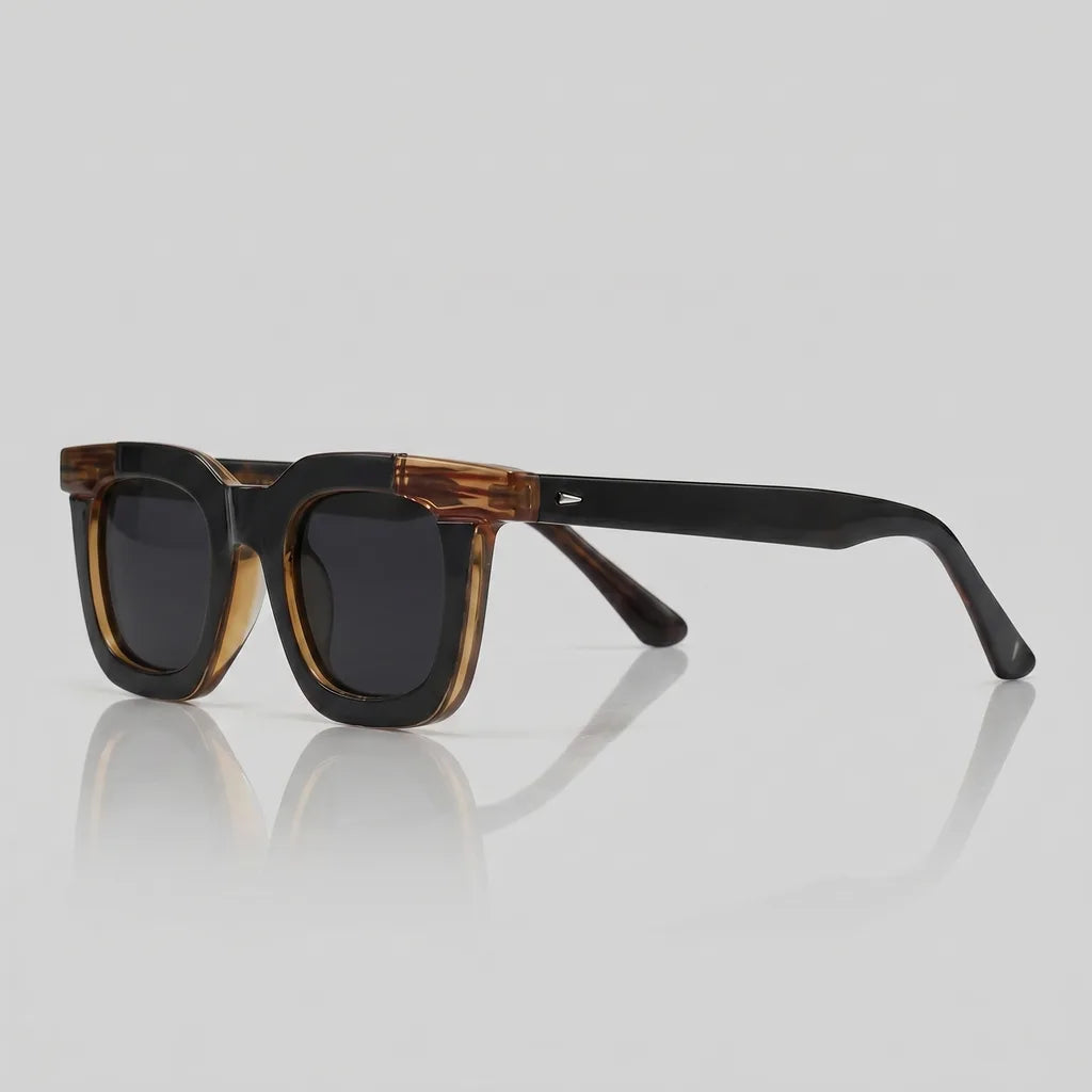 Men's C3 Black Striped Frame with Black Gray Lenses June 13 Pettigrew Polarized Square Shades