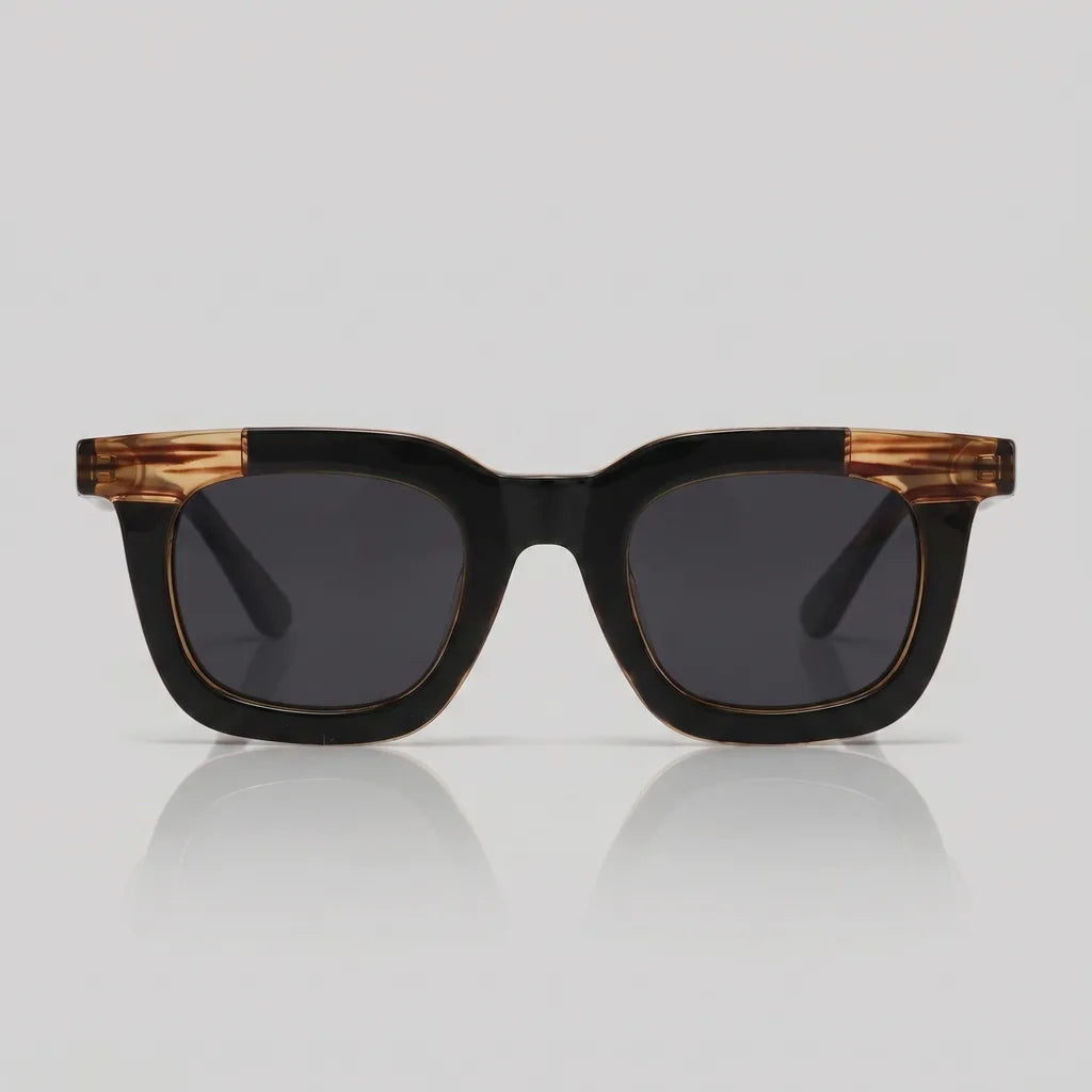 Men's C3 Black Striped Frame with Black Gray Lenses June 13 Pettigrew Polarized Square Shades