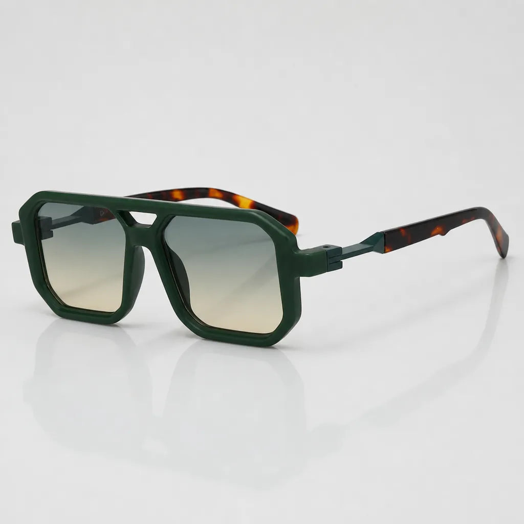 Men's Glossy black frame-Gold and black arms-Black gray lenses N1 Talmadge Square Double Bridge Shades