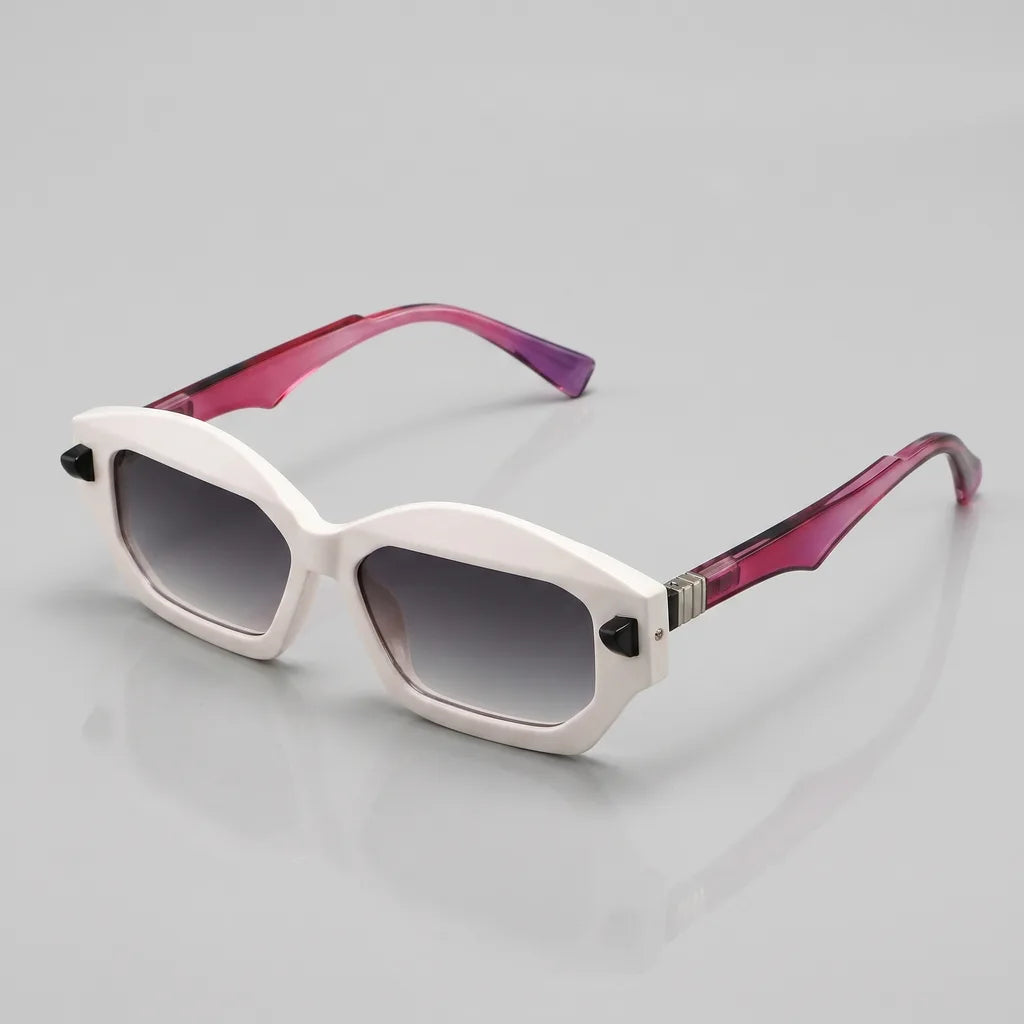 Men's C3 Pink White Frame Gradient Gray Lens June 7 Atticus Square Frame Shades