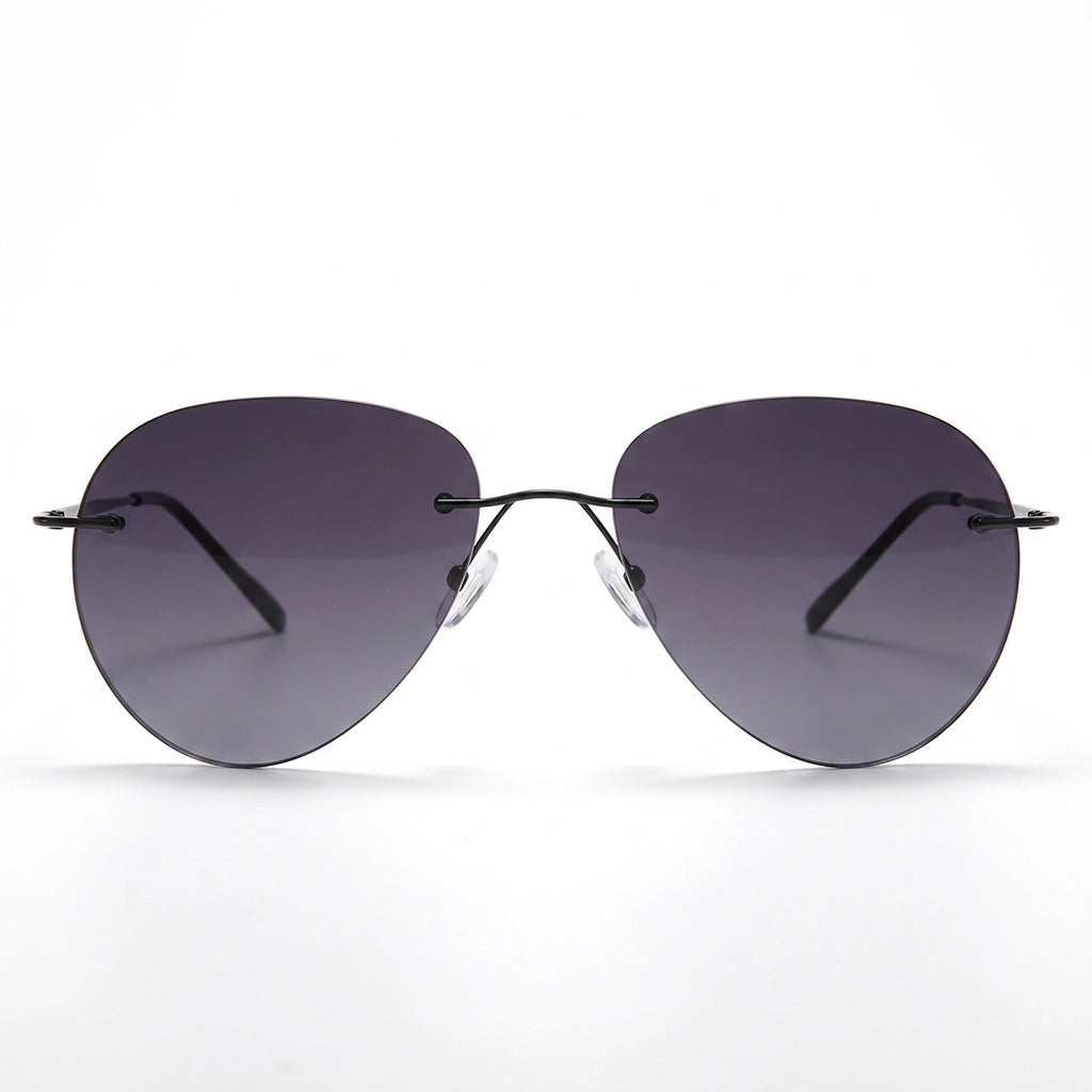 Gunmetal Frame Gradient Grey Fanderya Vance Rimless Shades 5
