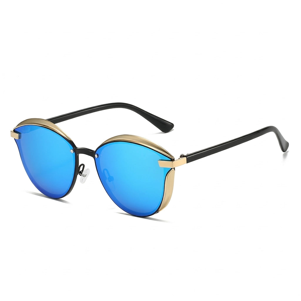 Gold Frame Blue Mirror Calloway Irregular Frame Shades 1