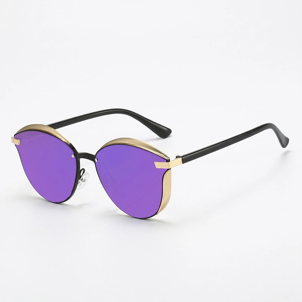 Gold Frame Purple Mirror Calloway Irregular Frame Shades 1
