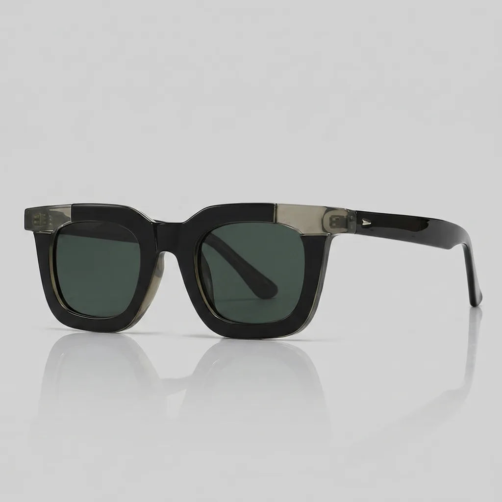 Men's C5 Black Frame with Green Lenses June 13 Pettigrew Polarized Square Shades