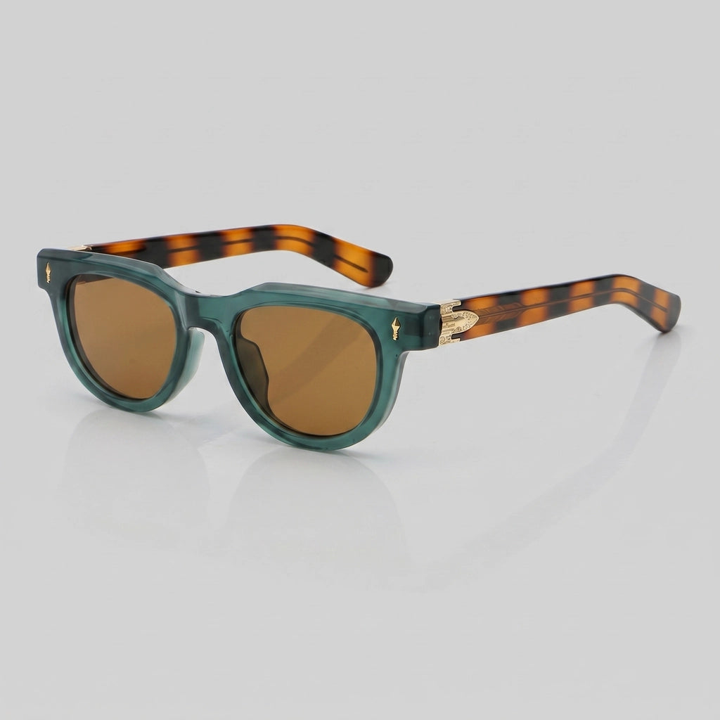 C2 Two-Tone Black & Transparent Grey / Double Grey Lens James Round Frame Shades 1