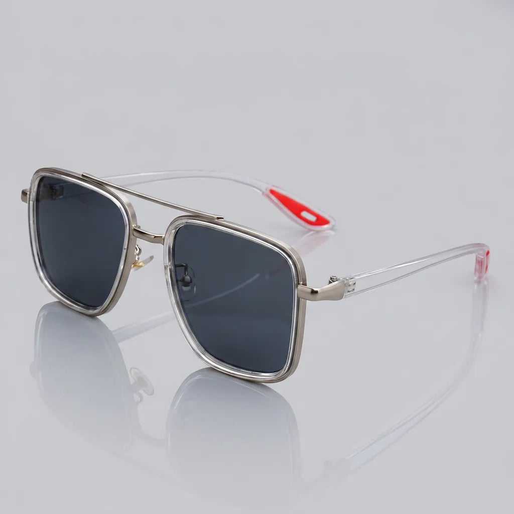 Black Frame Gradient Grey Lightfoot Square Aviator Shades
