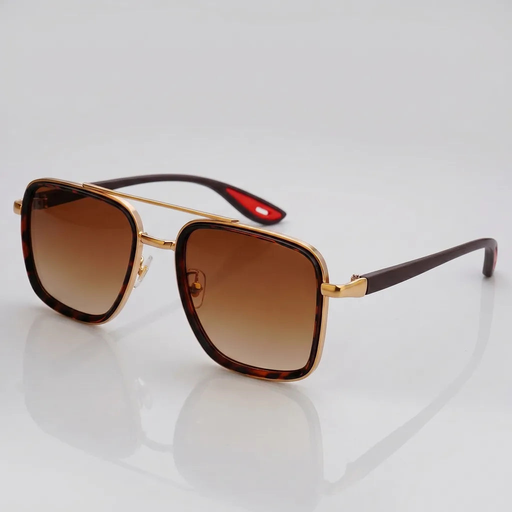 Black White Frame Grey Lens Lightfoot Square Aviator Shades
