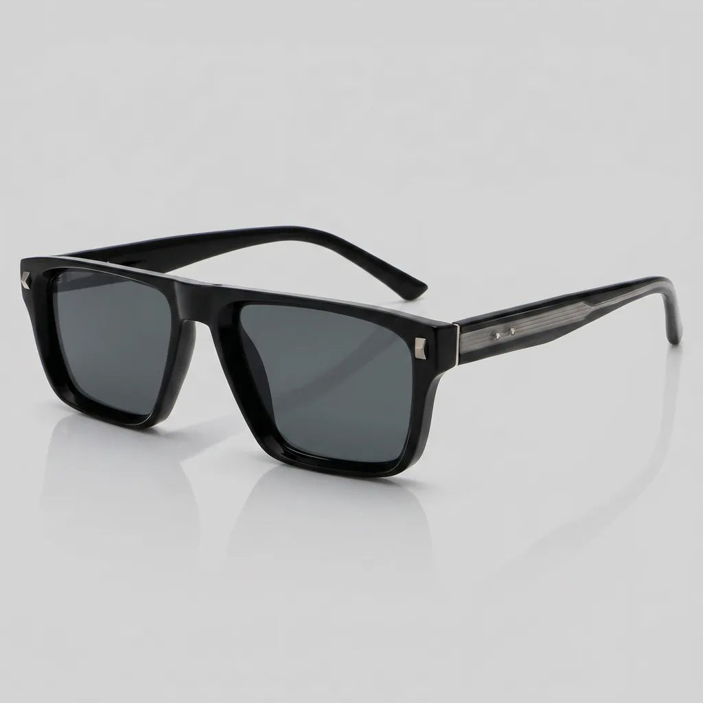 Gotham Square Frame Shades - Color:Deep Black