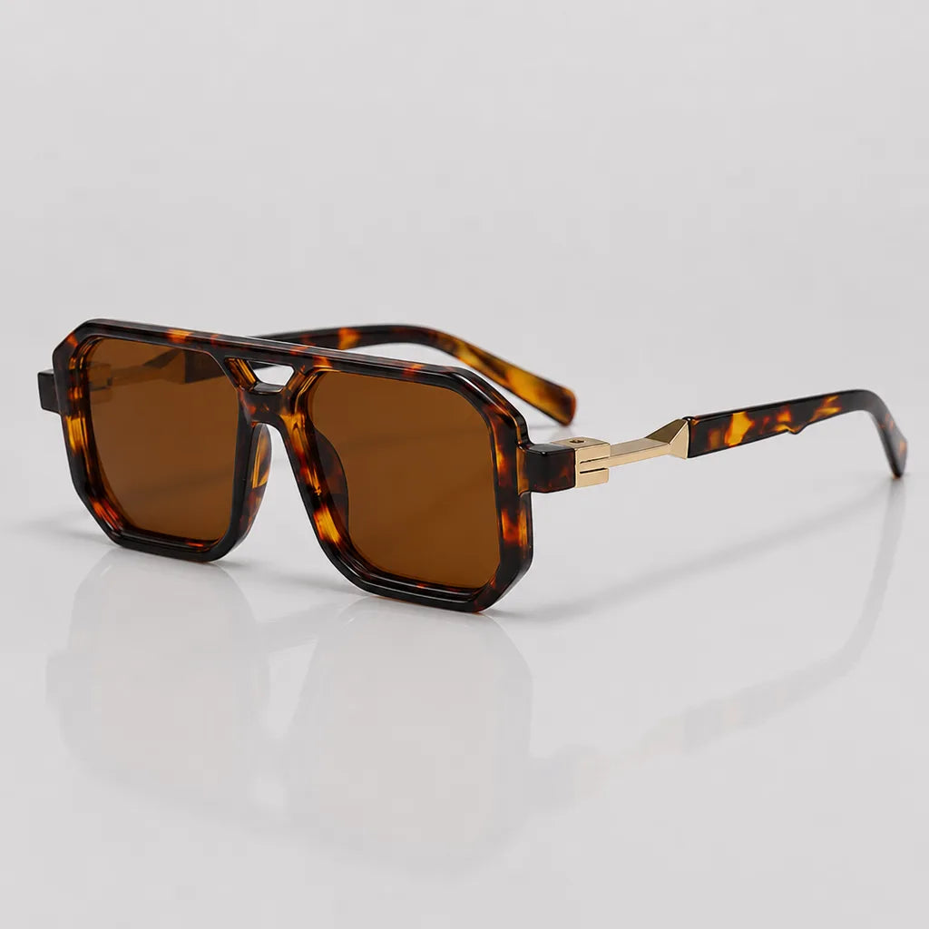 Men's Matte black frame-Black tortoiseshell arms-Brown gradient lenses N3 Talmadge Square Double Bridge Shades