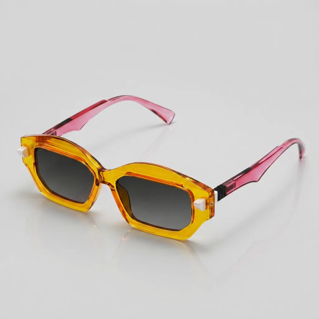 Men's C5 Transparent Orange Frame Gradient Gray Lens June 7 Atticus Square Frame Shades